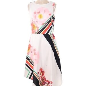 Beige by ECI Floral and striped dress size 10 sleeveless